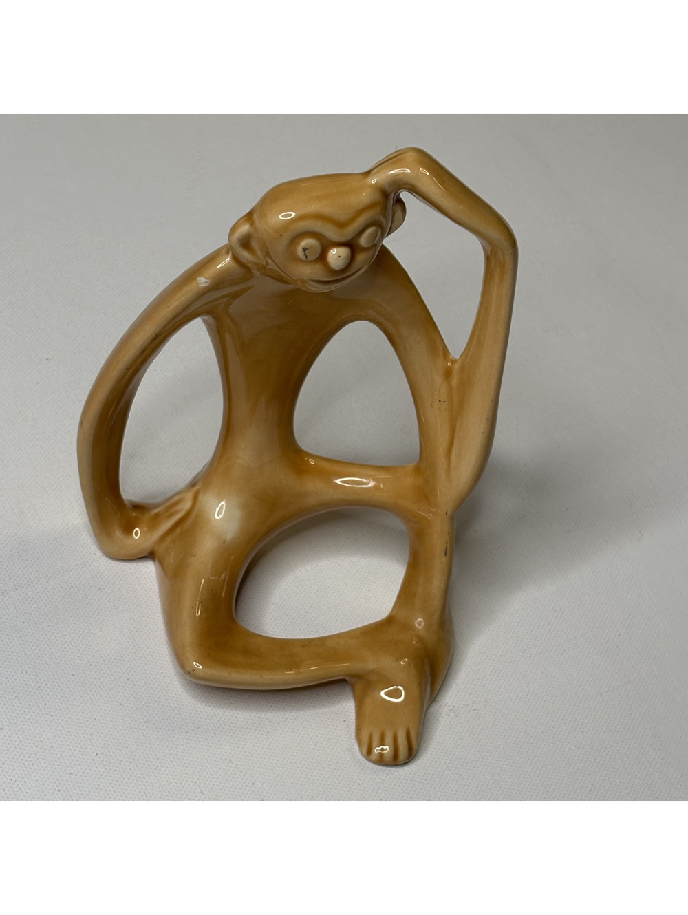 Vintage Carved Ceramic Monkey Figurine Sculpture Decor